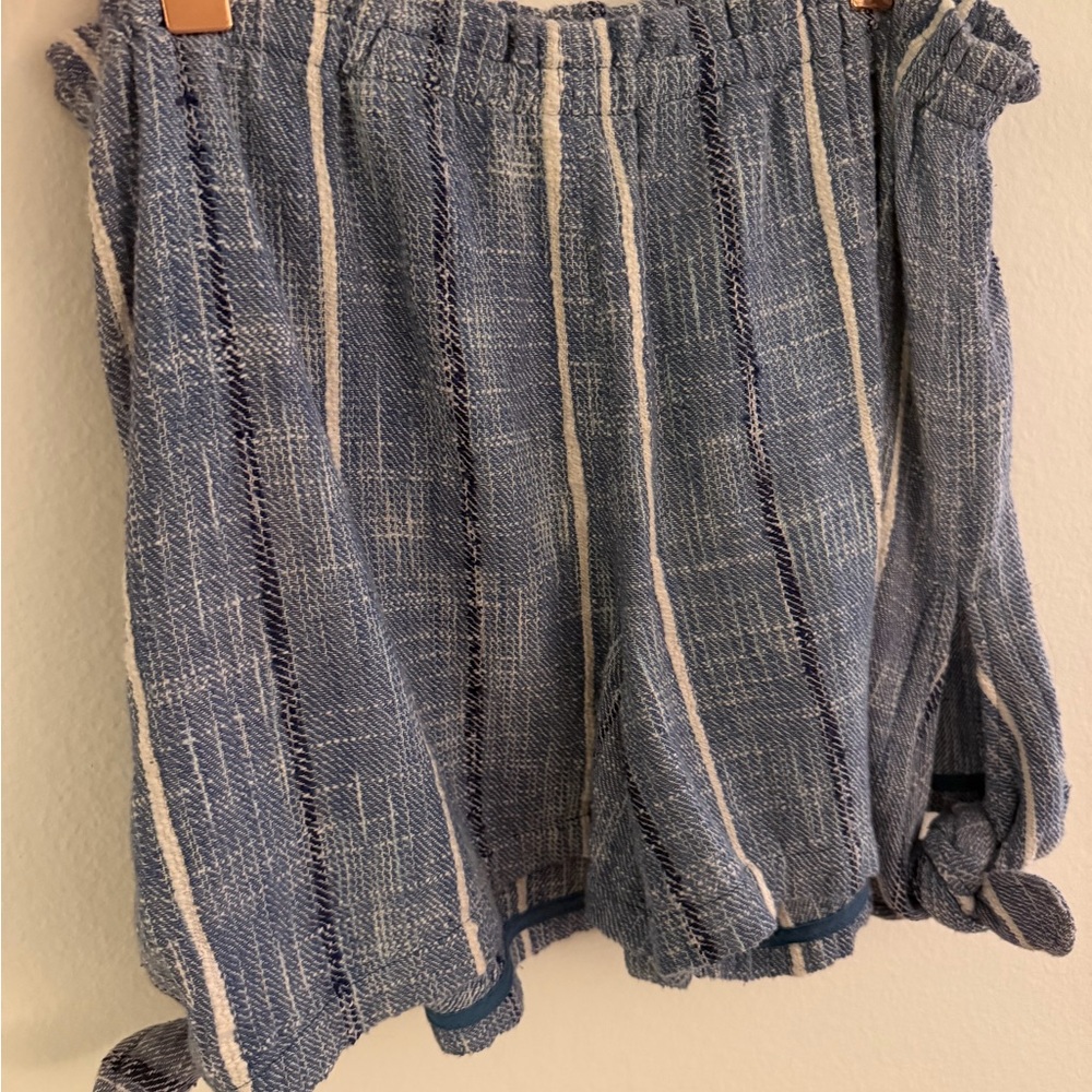 Free People Denim Blue Shorts with White Accents